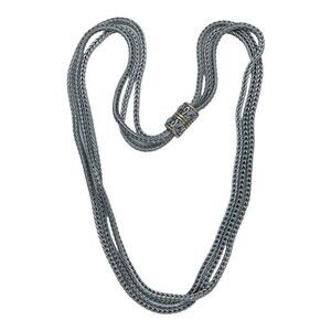 3-Strand Silver Carved Metal Magnetic Lock Necklace